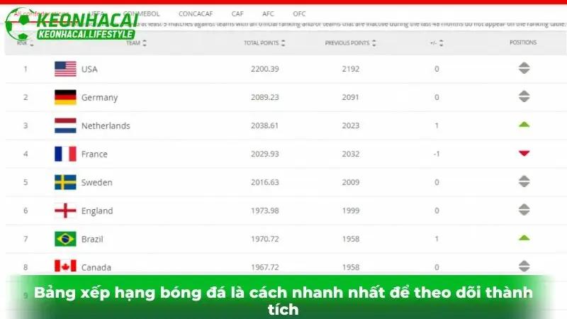 Bảng xếp hạng bóng đá là cách nhanh nhất để theo dõi thành tích