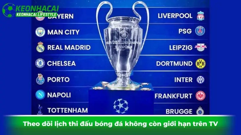 Theo dõi lịch thi đấu bóng đá không còn giới hạn trên TV