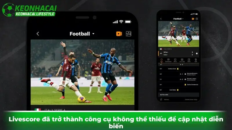 Livescore đã trở thành công cụ không thể thiếu để cập nhật diễn biến