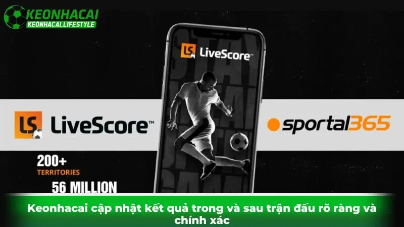 Keonhacai cập nhật kết quả trong và sau trận đấu rõ ràng và chính xác