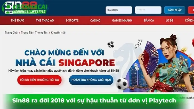 Sin88 ra đời 2018 với sự hậu thuẫn từ đơn vị Playtech