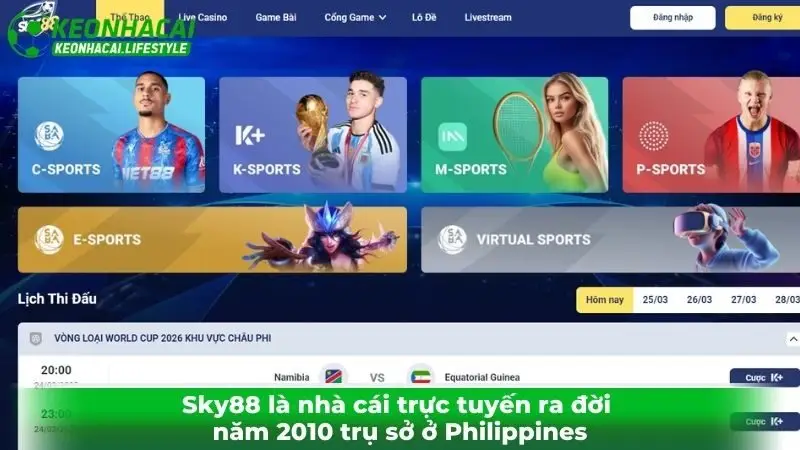 Sky88 là nhà cái trực tuyến ra đời năm 2010 trụ sở ở Philippines