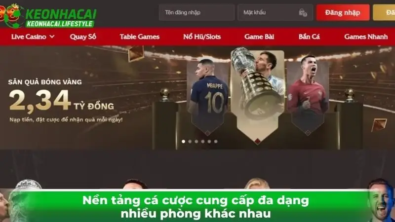 Nền tảng cá cược cung cấp đa dạng nhiều phòng khác nhau