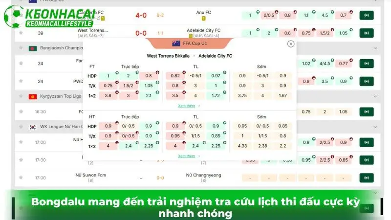 Bongdalu mang đến trải nghiệm tra cứu lịch thi đấu cực kỳ nhanh chóng