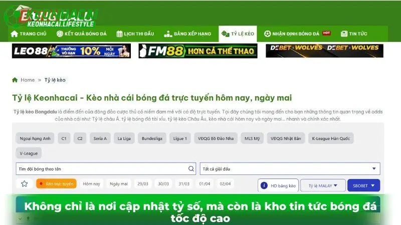 Không chỉ là nơi cập nhật tỷ số, mà còn là kho tin tức bóng đá tốc độ cao
