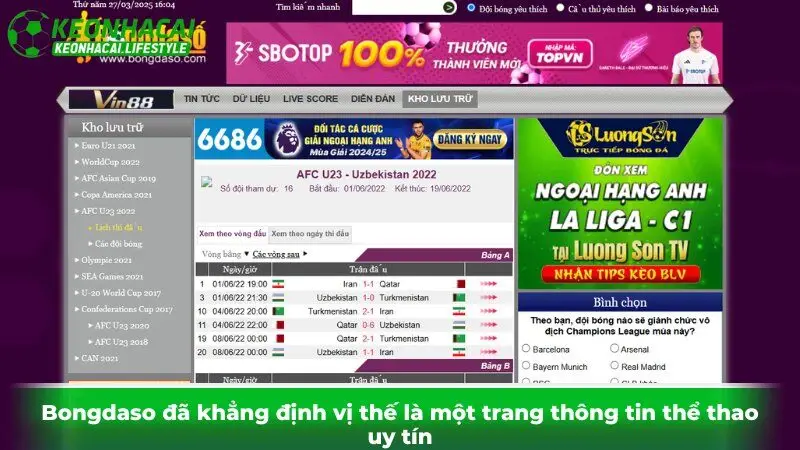 Bongdaso đã khẳng định vị thế là một trang thông tin thể thao uy tín Bongdaso đã khẳng định vị thế là một trang thông tin thể thao uy tín